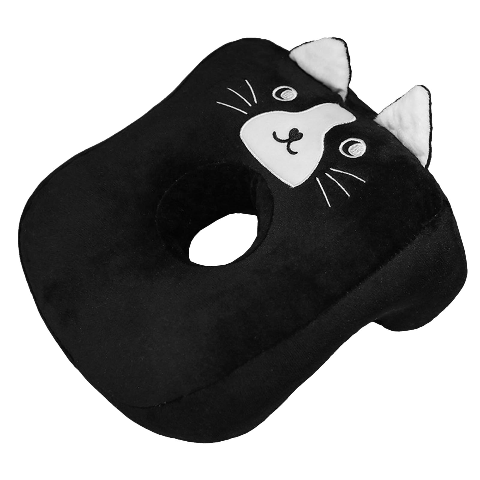 CavspkArt Office Nap Pillow Memory Cotton, Cute Black Pillow with Ear Hole, Soft Nap Pillow