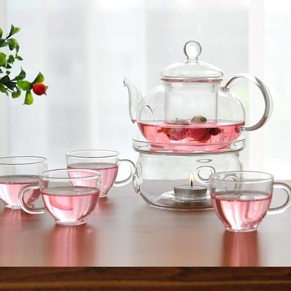 BESTonZON Hitzebeständiges Glas Kung Fu Teeservice 6 Stück Teegeschirr mit Doppelwand Tassen Modernem Design für Heißen Tee und Eistee