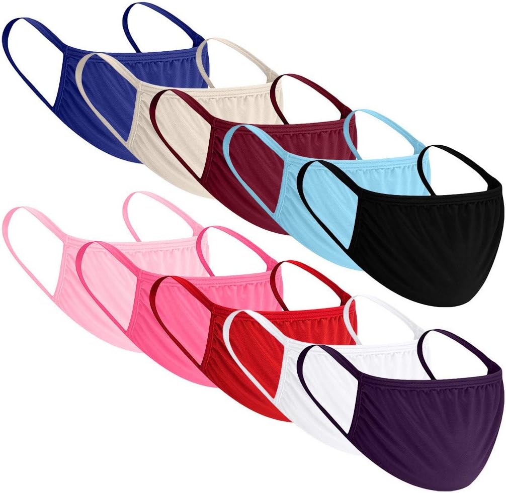 10PCS Bandana Face Adult Kids Reusable Washable Dust Protection Cloth Breathable Re Useable Fashion Rewashable Fabric Elastic String Cycling Motorcycle Balaclava Scarf