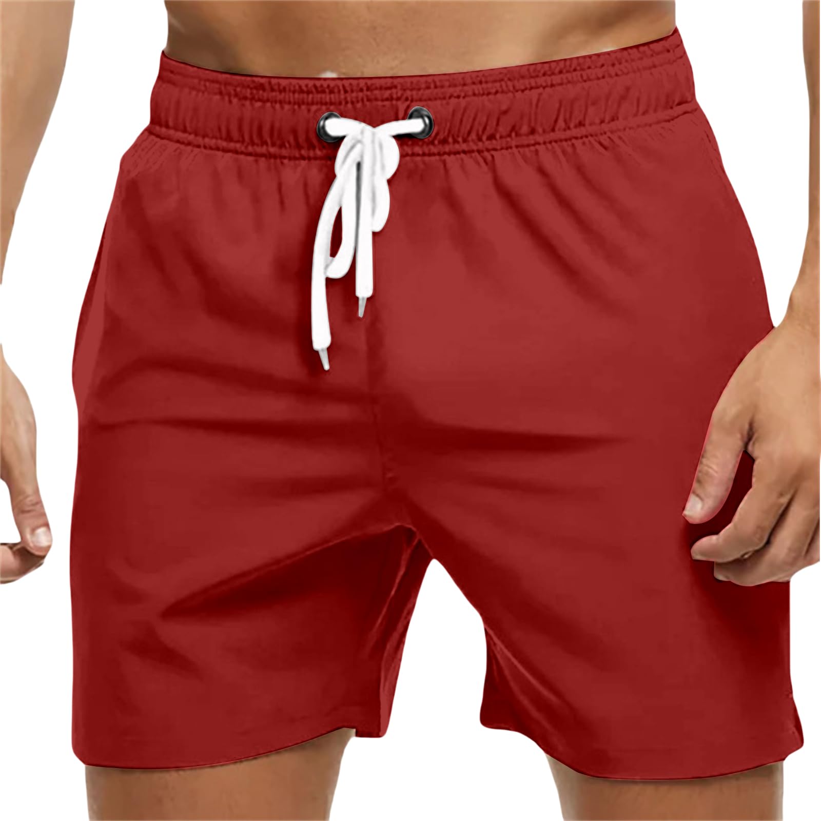 Men's Swim Trunks Lightweight Breathable Quick Dry Board Shorts Elastic Drawstring Beach Short Pants with Mesh Lining