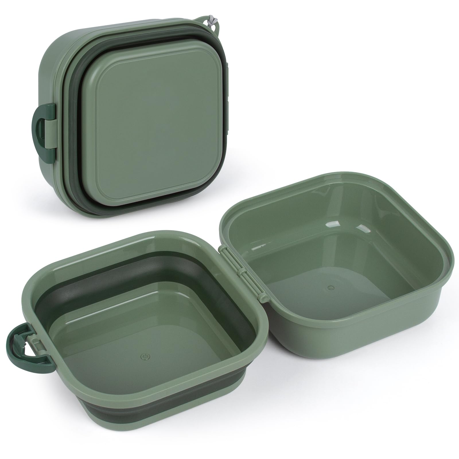Collapsible Dog Bowl 2-in-1, Portable Travel Food & Water Feeder with Removable Divider, Foldable Silicone Design with Carry Sling Rope for Walks, Travel, Camping and Hiking - Medium