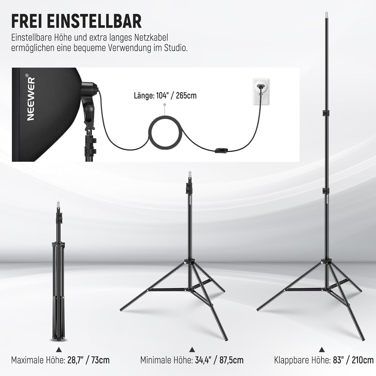 NEEWER 24" x 24" Softbox zestaw oświetleniowy ze stojakiem na statyw, 2 sztuki, 45 W, dwukolorowe żarówki LED 2,4 G, 10 kanałów, 2900 K-7000 K, 1400 lux/m, CRI95, pilot zdalnego sterowania 20 m