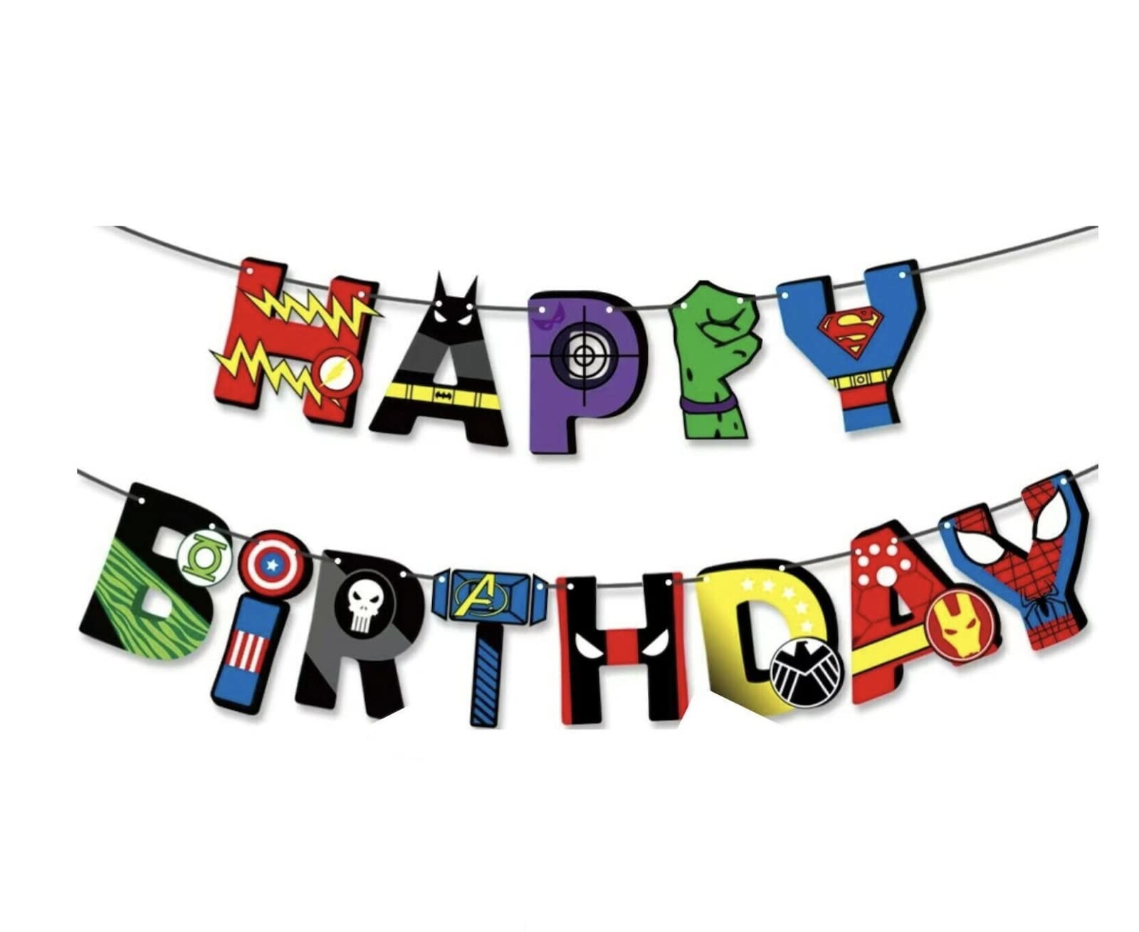 Marvel Avengers Happy Birthday Banner Super Hero Decoration