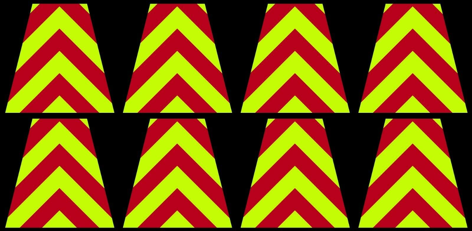 Kramer sticker's shop Kramer 8 Reflective Fluorescent Yellow and Red Chevron Fire Helmet Tetrahedrons Tets 2 ? 2 in.