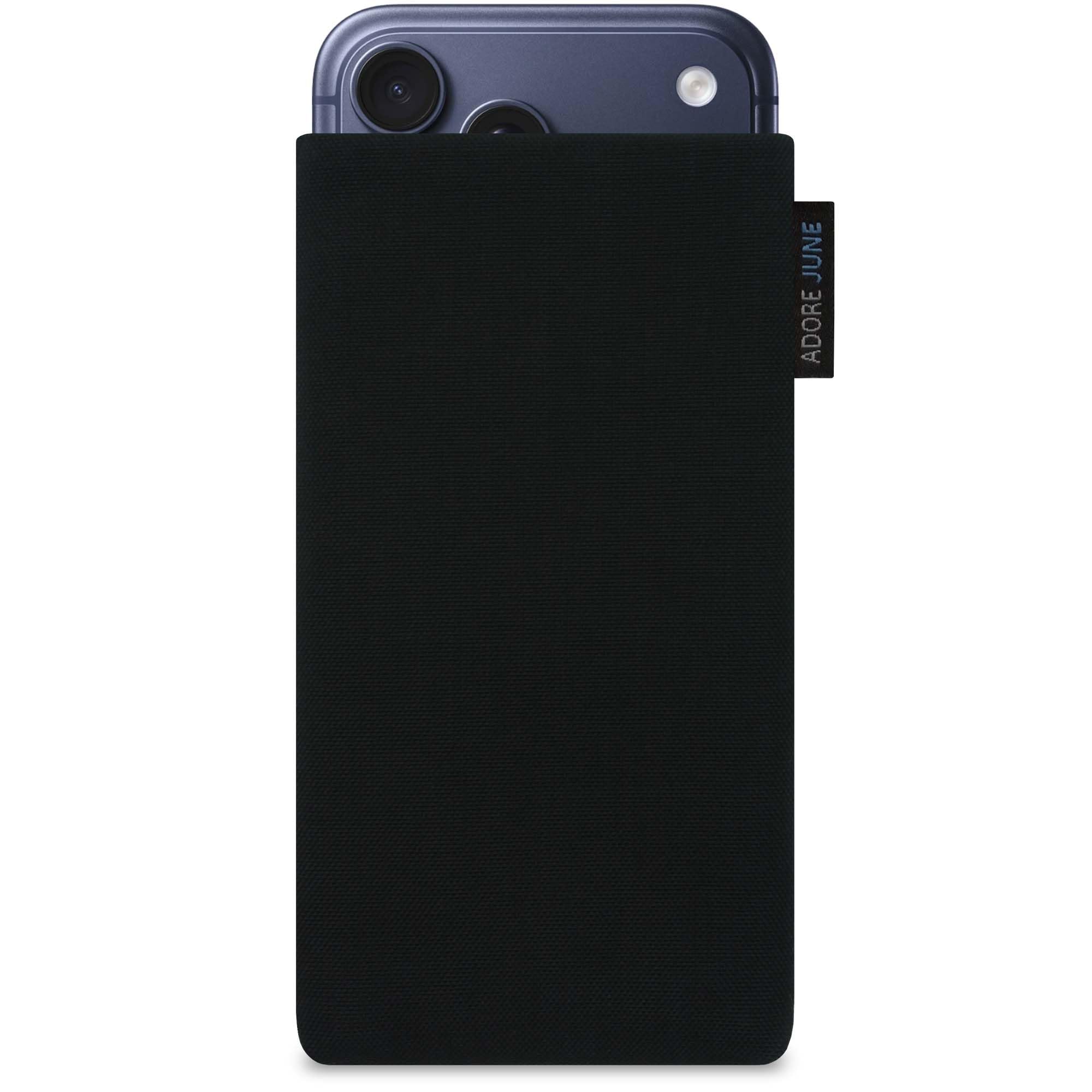 Adore June Classic Nero Custodia compatibile con iPhone 17 Pro Max, Tessuto Resistente con Display di Pulizia Effetto
