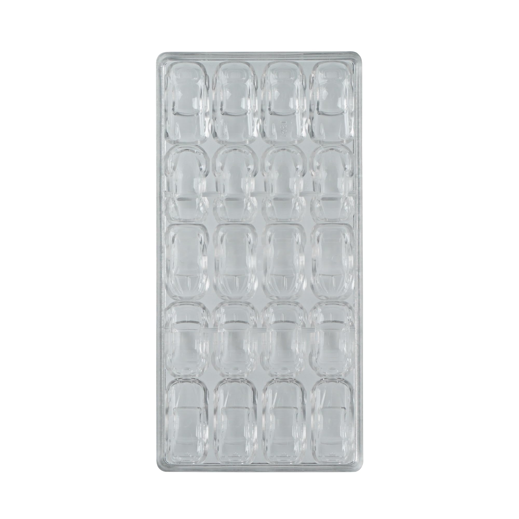 Pastry Tek - Molde moldeador de chocolate de 10.8 x 5.3 pulgadas, 1 molde de caramelo congelable, 20 cavidades, forma de coche 3D, molde de chocolate de policarbonato transparente, apto para