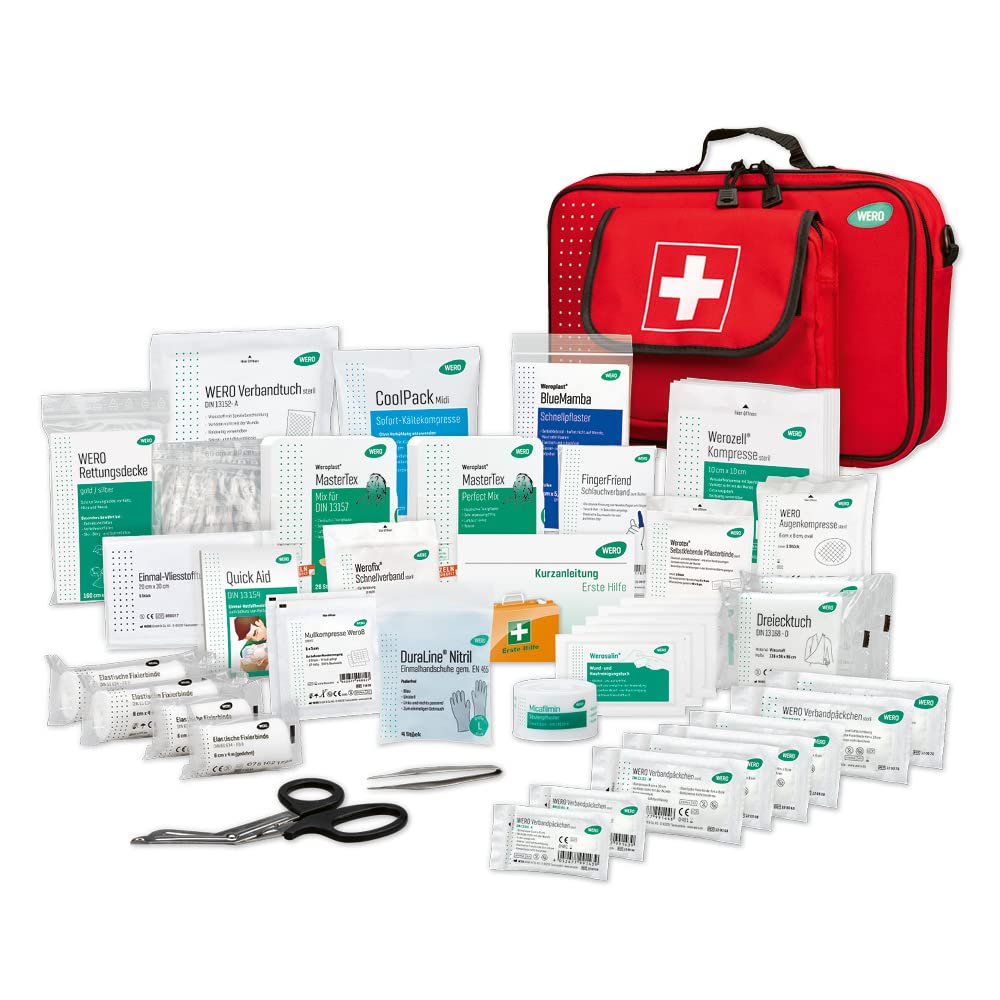 WERO Erste Hilfe Tasche DIN 13157 Allround, First-Aid-Kit für den Notfall | ideal für Freizeit, Sport, Vereine, Schulen, Veranstaltungen, Reisen und den mobilen Einsatz