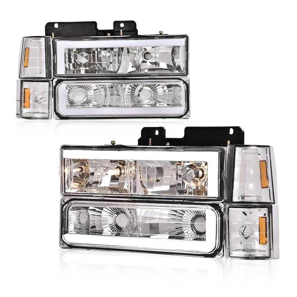 GRAND ORANGE LED DRL Headlights Fit 1994-1999 GMC C1500/K1500 Yukon