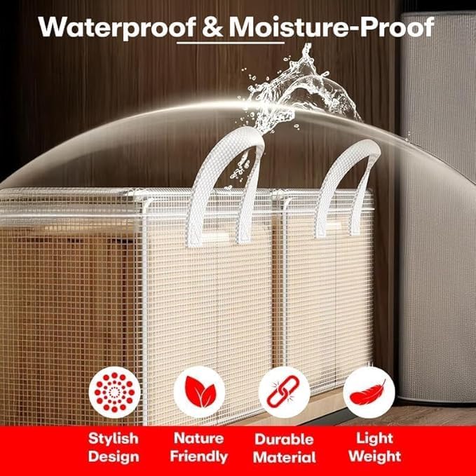 Image of Kian PVC Transparent Storage Basket With Lid and without lid Clothes Organizer Storage Box Steel Frame Wardrobe Organizer Foldable Clothes Storage Box 26 Liter (Pack of 1)