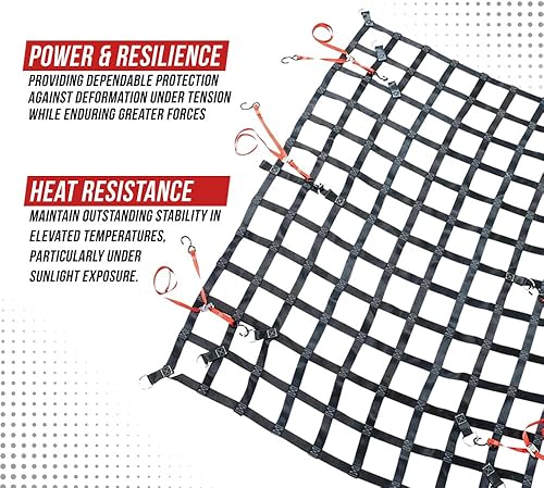 Miniatura 5 de Mytee Products - Red de carga resistente de 6' x 8' para cama de camioneta con anillos en D y accesorios de sujeción - Resistente red de carga para