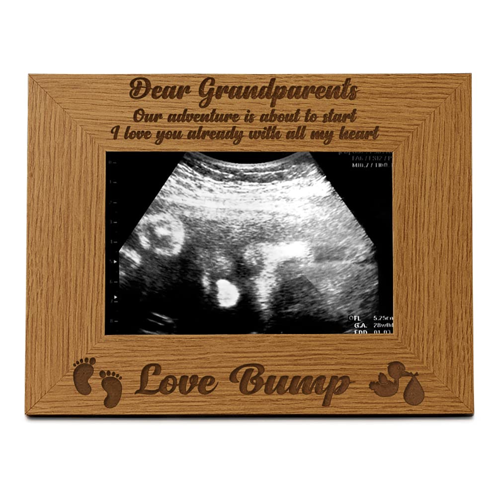 Ukgiftstoreonline Brown New Baby Pregnancy Scan Wooden Photo Frame Grandparents Gift (5 X 7 Inch)