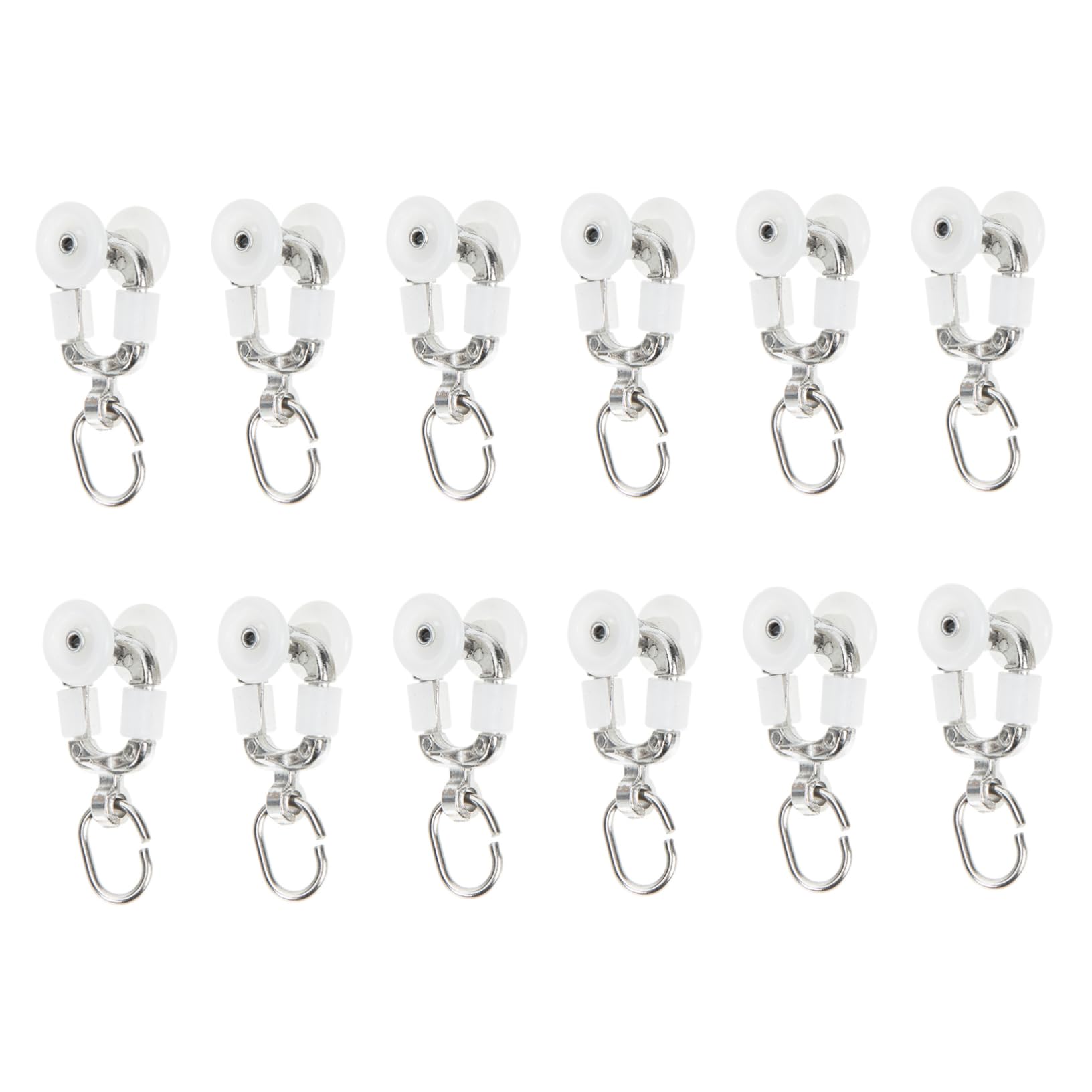 PRETYZOOM Curtain Track Hooks 12pcs Stainless Steel Curtain Roller Hooks Ceiling Accessory