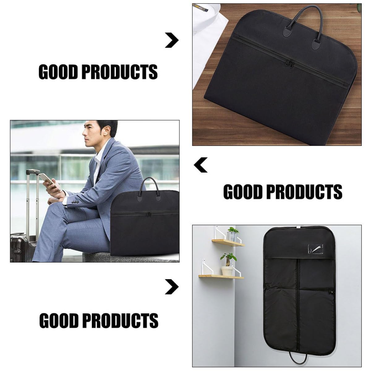 STOBAZA Bolsa Funda Protectora para Trajes de Tela Oxford Portátil Plegable Negra Ligera y Conveniente para Viajes y Negocios para Vestidos y Abrigos
