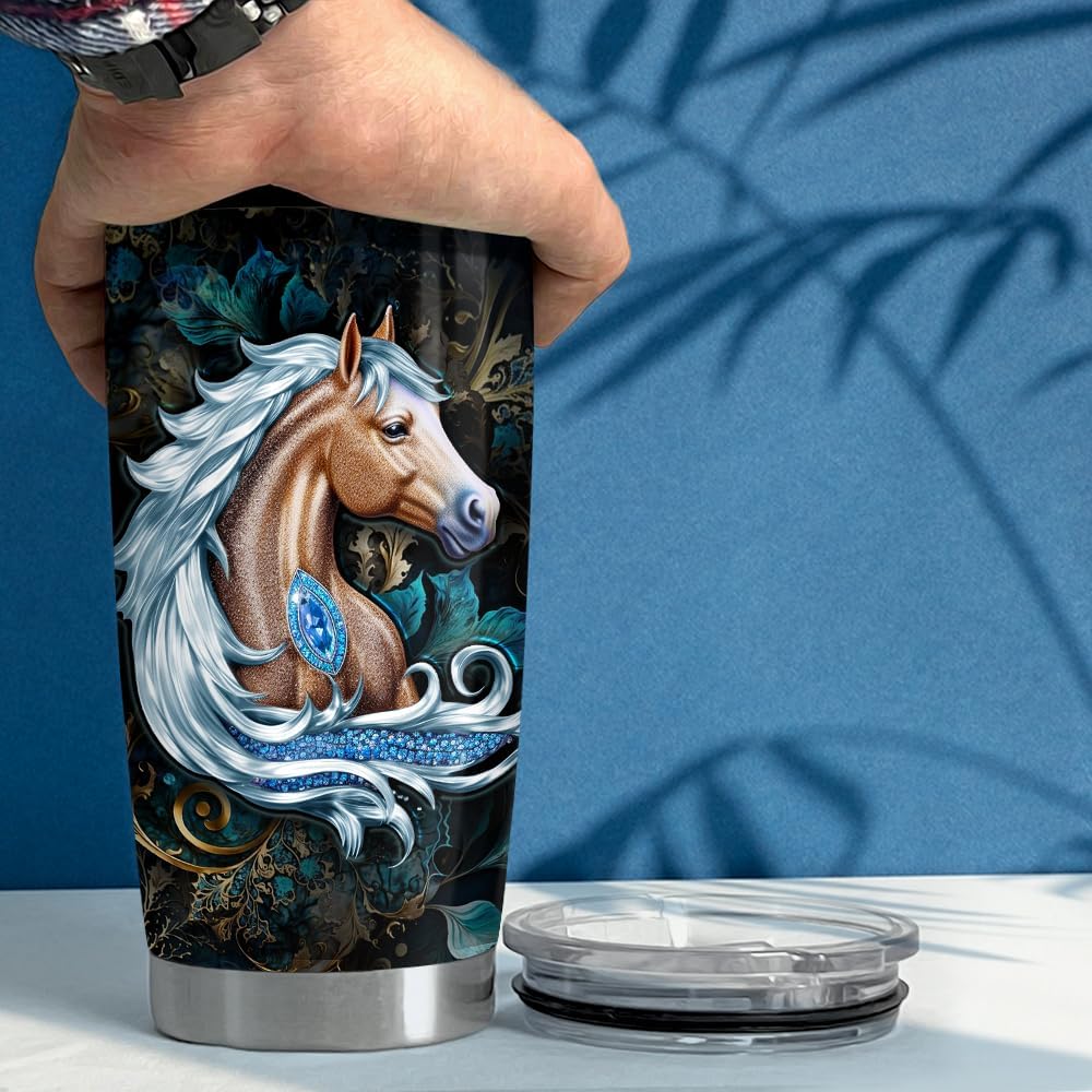 SANDJEST Horse Tumbler 20oz Horse Jewelry Drawing Style Gifts for Women Girl Stainless Steel Insulated Tumbler Coffee Travel Mug Cup Gift for Birthday Christmas - Image 5