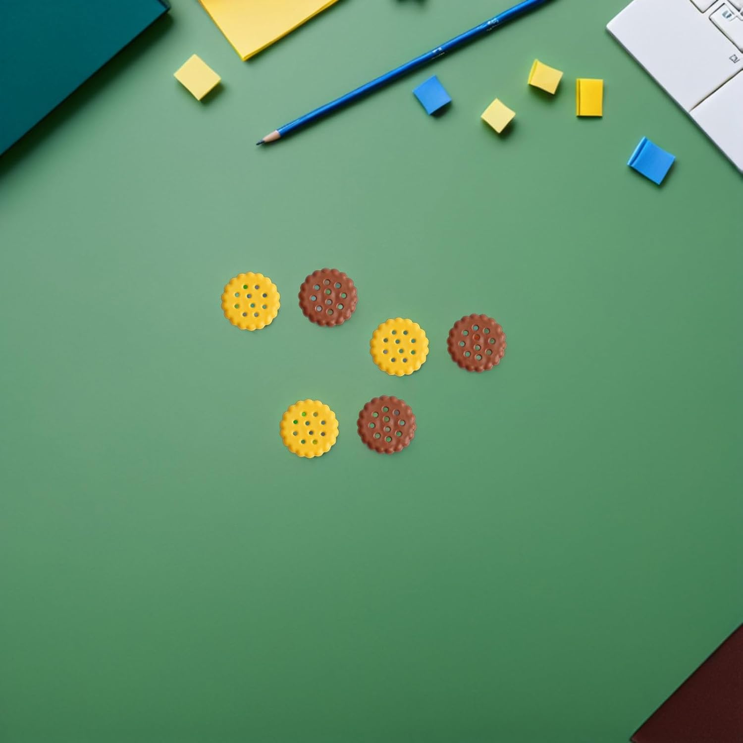VICASKY 60pcs Realistic Cookie Shape Eraser in Brown and Yellow Rubber, Cute Kawaii Cartoon Design, Portable and Soft Eraser that Removes Pencil Marks, for School Supplies and Goody Bag