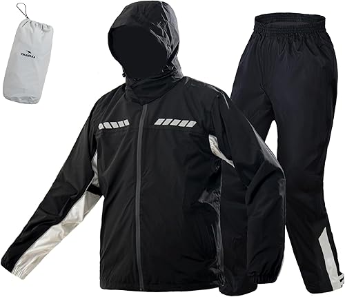 VIKAMAKA Rain Suit for Men Women, Waterproof Rain Jacket Pant for Motorcycle Golf Hiking Cycling Rain Gear Coat (Gray, 3XL)