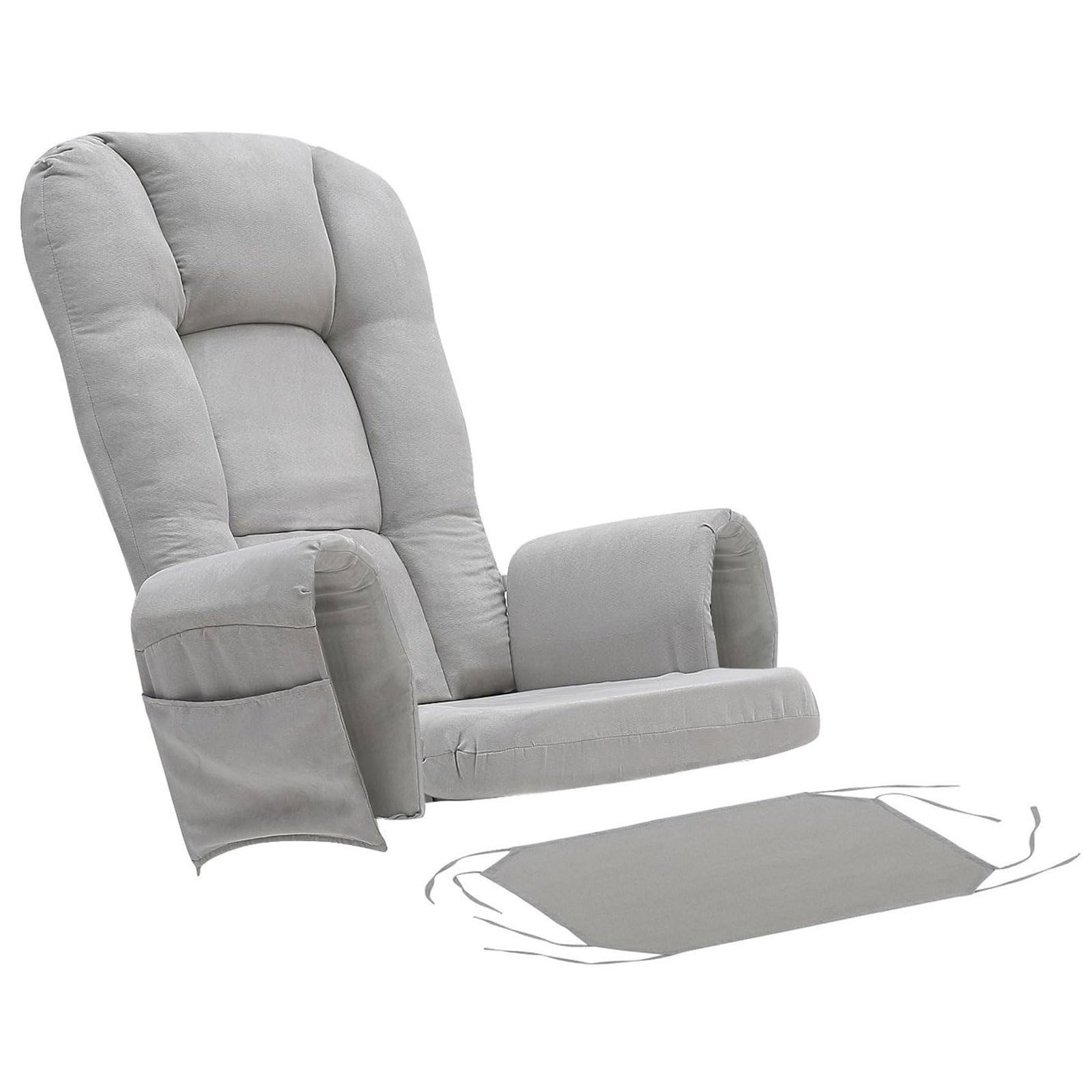 Glider Rocker Replacement Cushions, 5PCS Velvet Glider Rocking Chair Cushions with Storage Pocket, Washable Glider Cushions Replacement Set for Use in Glider Rocking Chai (Color : Light Gray)