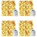 [2019 Upgraded] 33Ft 100 LED Fairy String Lights Battery Operated, Waterproof 8 Modes Remote Control Timer Copper Wire Twinkle String Lights for Bedroom Wedding Party Decor (Warm White - Pack of 4)