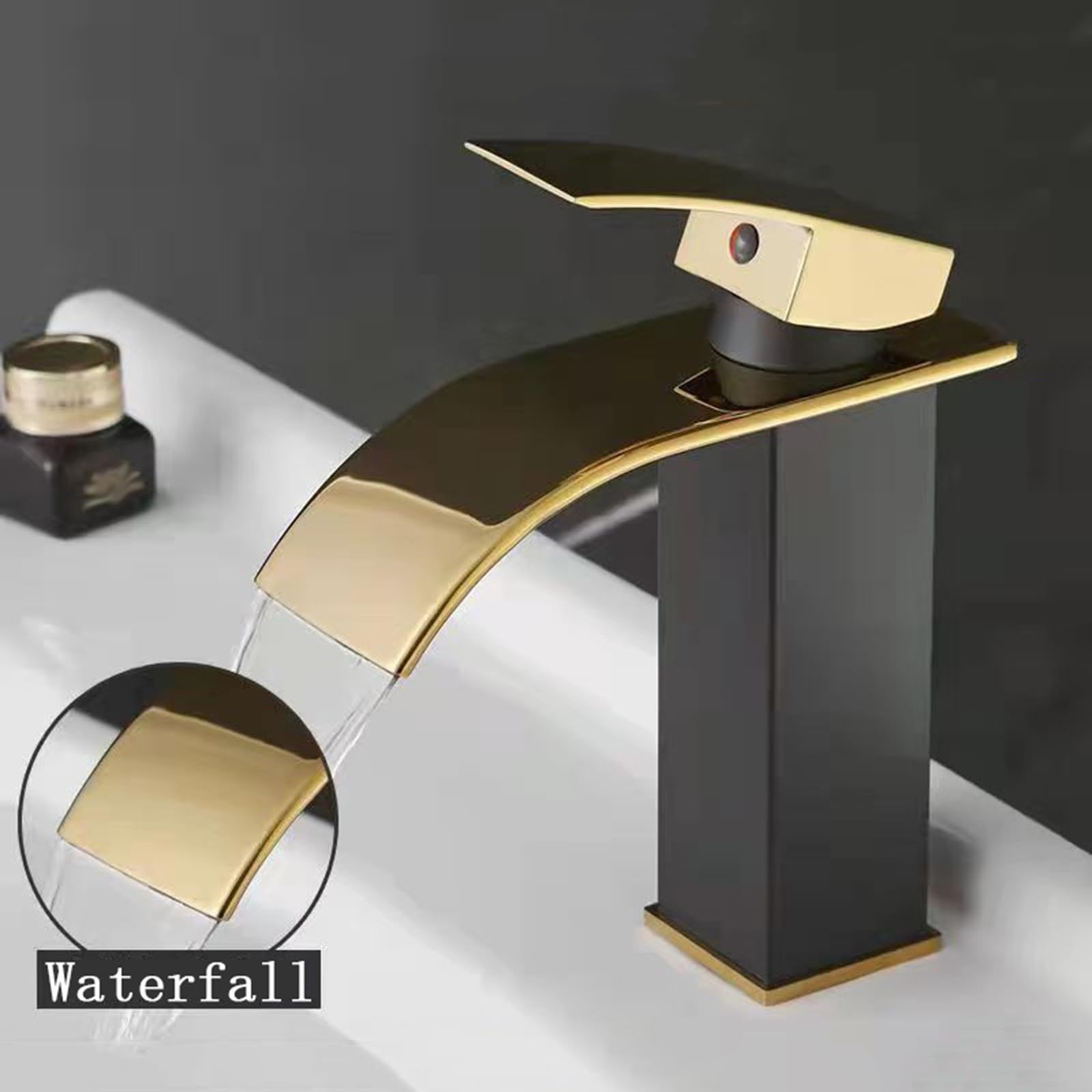 Weißer Badezimmer-Wasserhahn, Einhebel-Kaskaden-Mischbatterie, modernes Wasserfall-Design für Abo, Slish Badezimmer-Armaturen, einfache Installation