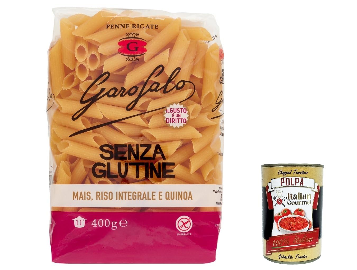 Italian Gourmet Penne Rigate pâtes sans gluten 20 x 400g
