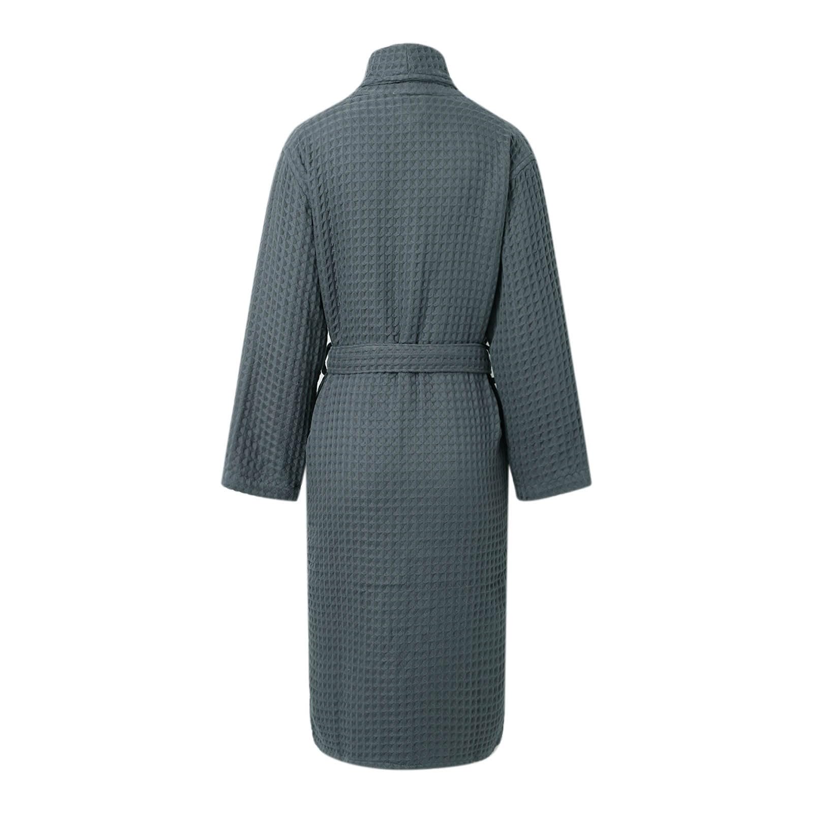 Accappatoio da donna e da uomo in spugna piqué a nido d'ape, vestaglia da bagno sottile, abbigliamento da casa, elegante abito da casa, tinta unita, alla moda, vestaglia da notte in peluche e raso