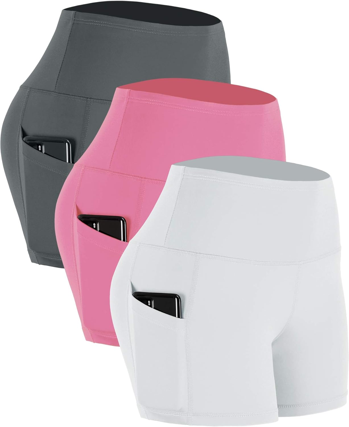 CADMUS Excessive Waist Athletic Shorts for Womens Yoga Health Working Shorts with Deep Pockets