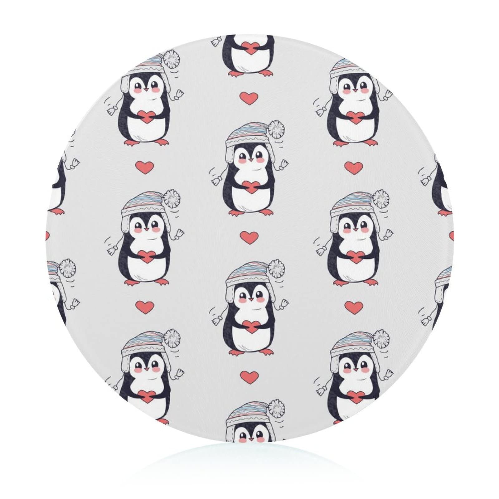 Planche à découper pingouin en verre 20 cm, le cadeau romantique et utile pour amoureux