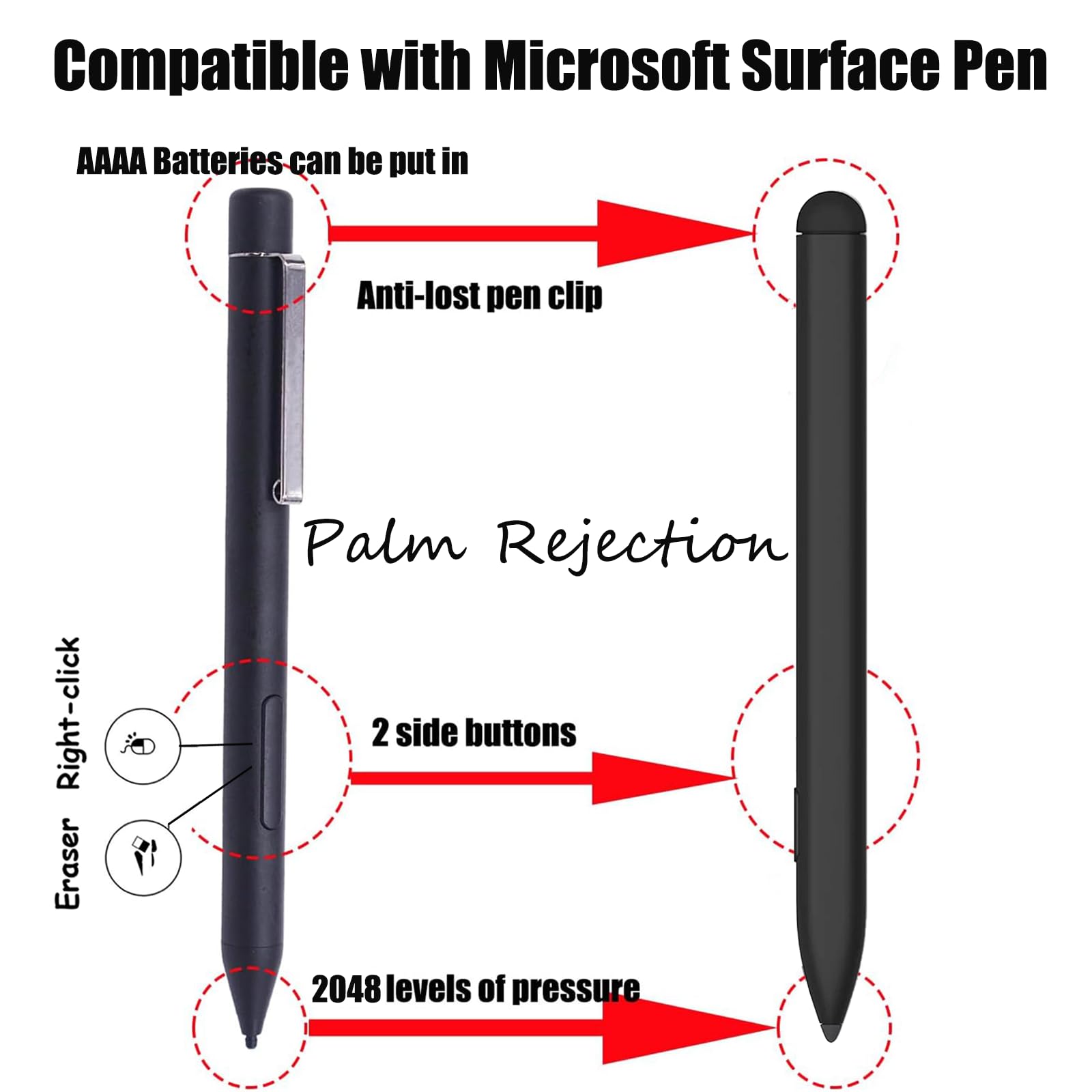 MS403 Stylus Pen Compatibile con Microsoft Surface Pen Surface Pro 10 Stylus Pen Surface Pro 9/8/7/7+/6/5/4