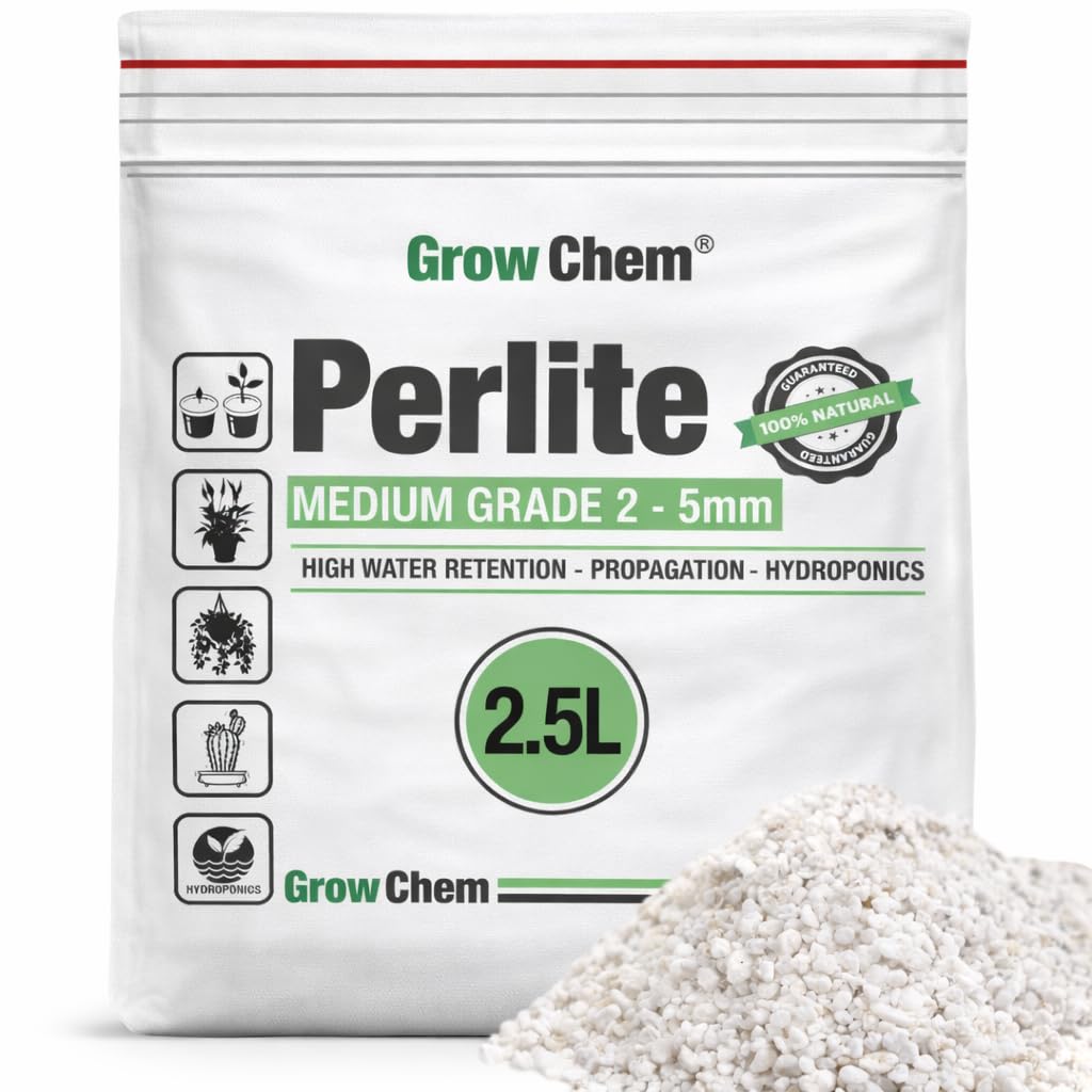 Perlite (2.5L Bag) Medium Grade (2–5mm) for Plants – Horticultural Perlite for Drainage, Aeration & Root Growth, Ideal for Potting Mixes, Houseplants, Hydroponics & Propagation