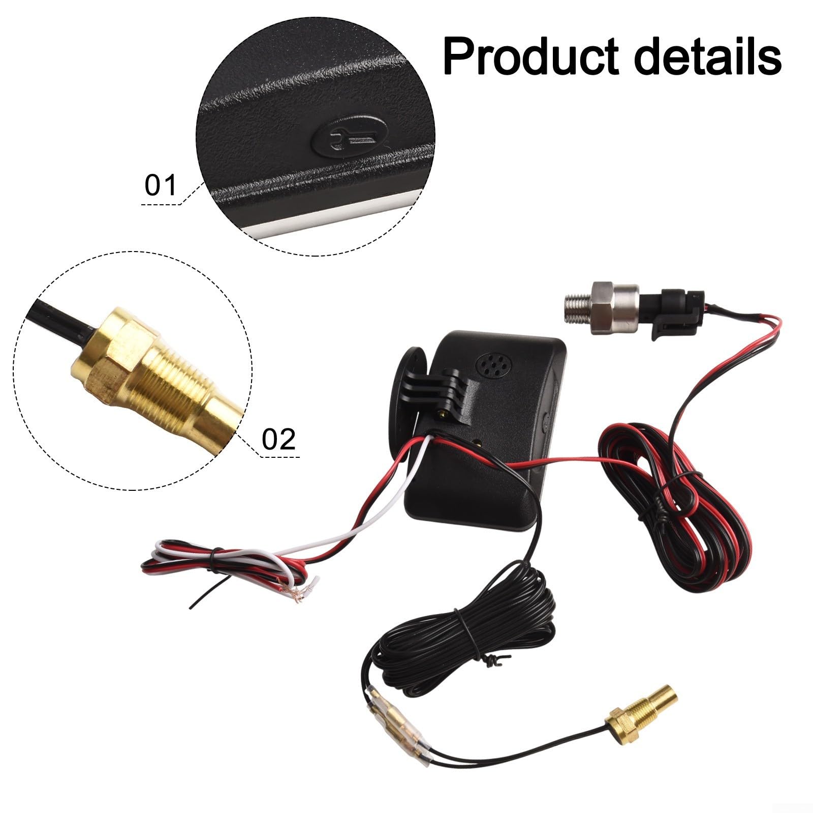Manometro digitale LCD 4 in 1 per auto con misuratore di pressione dell'olio, visualizzazione della temperatura dell'acqua, indicatore del livello del carburante e voltmetro, ampia gamma 9-39 V