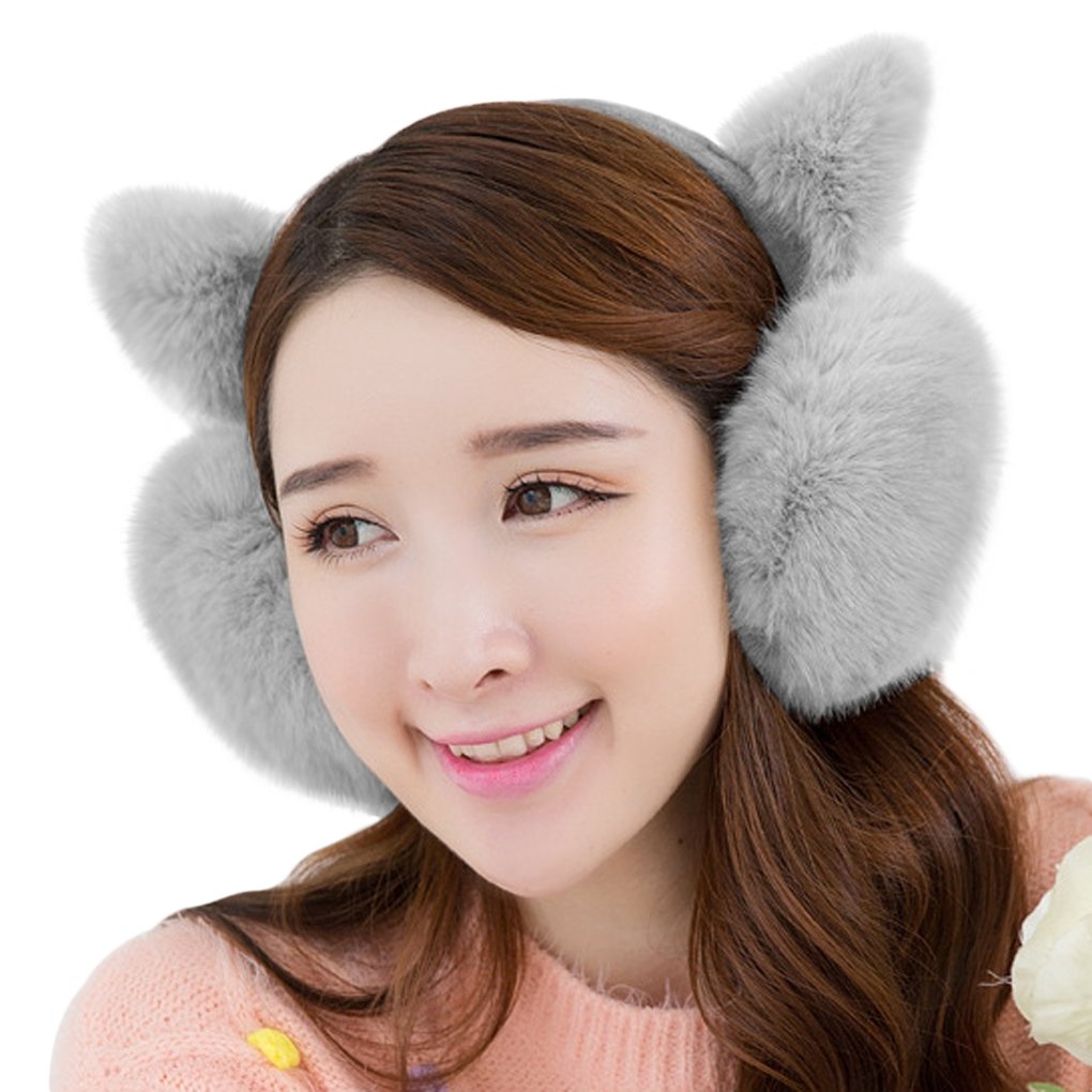 Holiberty Cute Deer Horn Fox Cat Ear Muffs Headband Women Girls Fuzzy Fur Earmuffs Ear Warmers Covers Xmas Winter Accessories