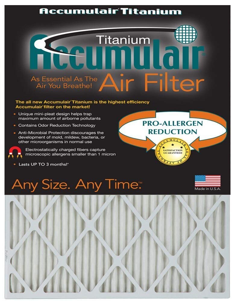 Accumulair Titanium 14x27x1 (Actual Size) High Efficiency Allergen Reduction Air Filter/Furnace Filter