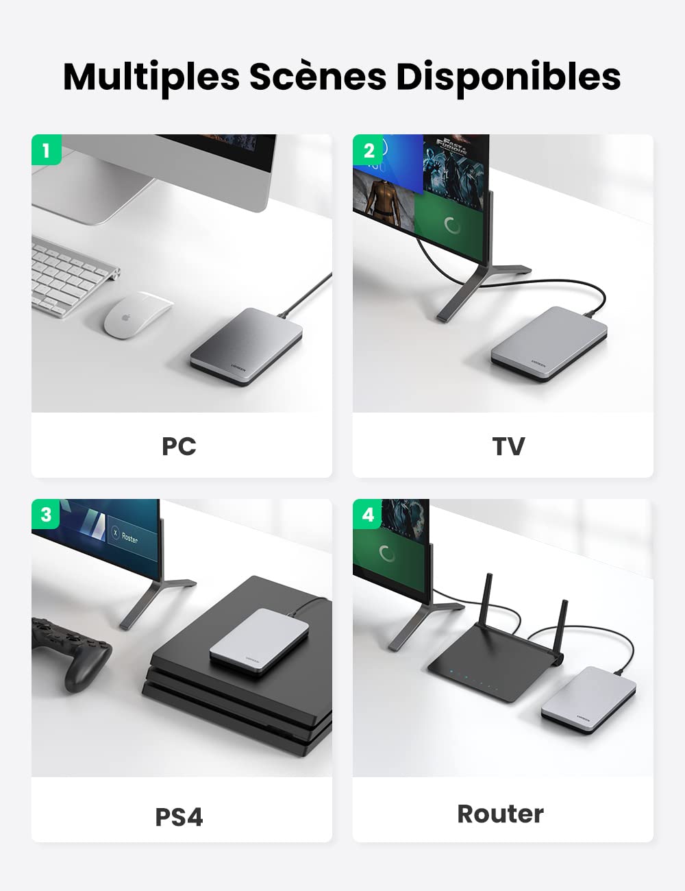 UGREEN USB C 3.1 Gen 2 Boîtier Externe 2,5 Pouces pour Disque Dur SATA III II I HDD SSD 7 mm 9,5 mm 6 to Max 6 Gbps UASP Boîtier en Aluminium Câble USB A vers USB C Inclus Installation sans Outil