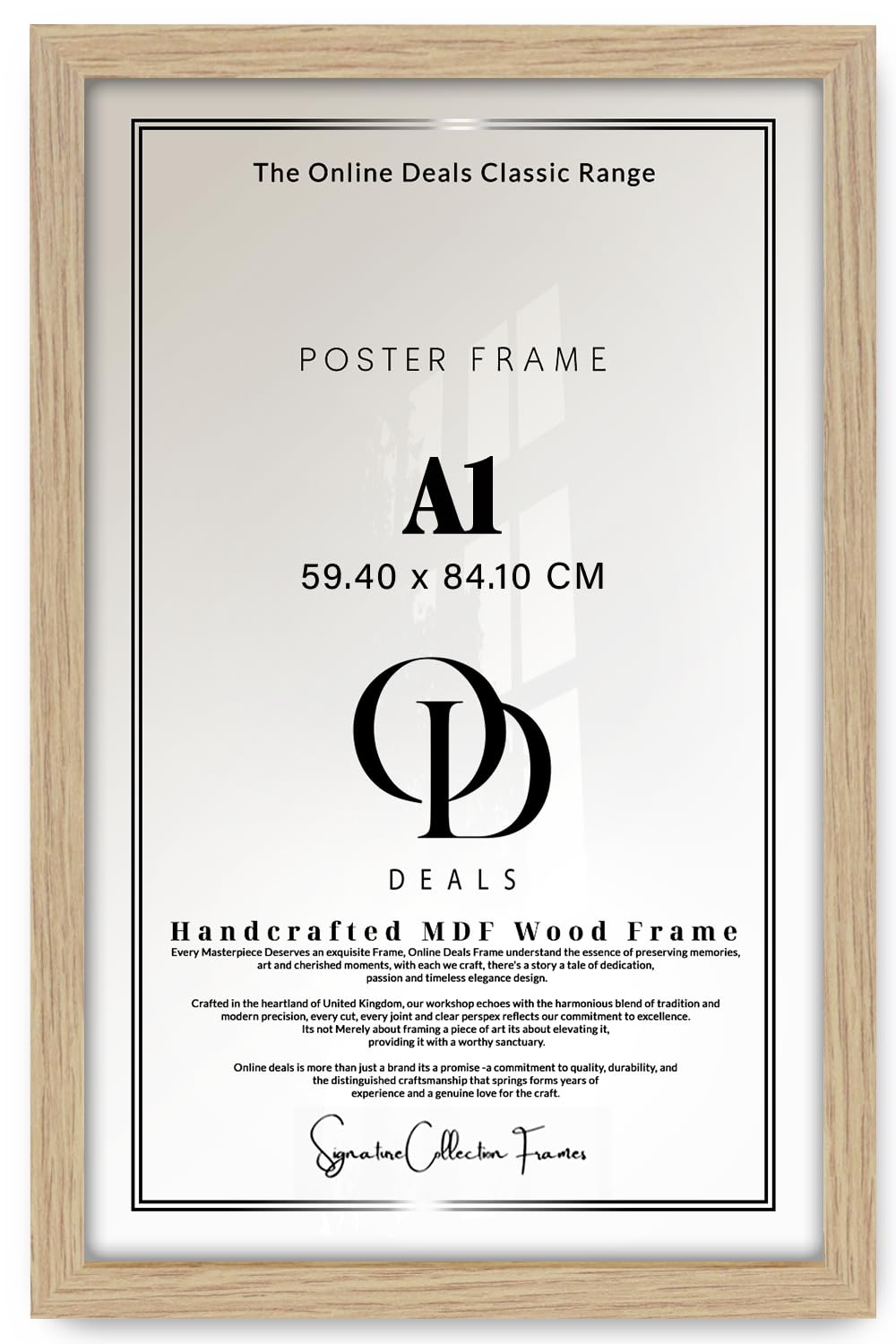 Od Deals Oak A1 Picture Frame 33X23 Inch (84.1X59.4 Cm) Mdf Flat Woodgrain Frame With Perspex | Timeless, Durable & Natural Frame For Posters, Prints & Wall Décor (Oak)