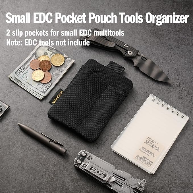 VIPERADE VE29 Mini EDC Pouch Mini Pocket Organiser with 4 Pockets,Small EDC Organiser Pouch Multitool Organizer Small Men's Coin Purse Backpack Accessories Packs -Black - Image 3