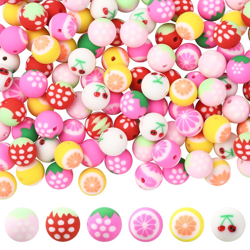 Perles de fruits argile douce colorées pour ateliers bracelets d'été et colliers faits main