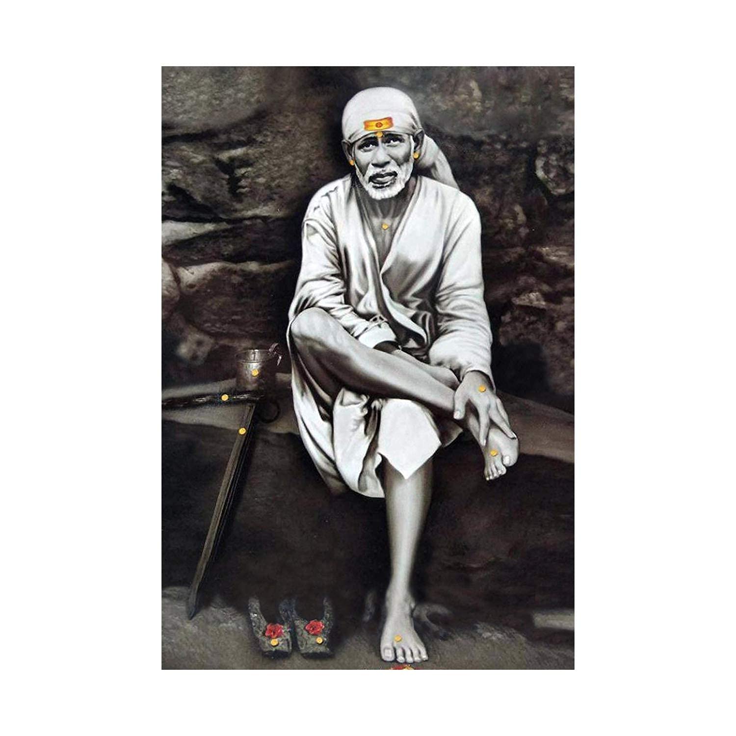 PRINTELLIGENT Religious Poster Framed Sai Baba For Living Room Size : (12 x 18) Inch (G)
