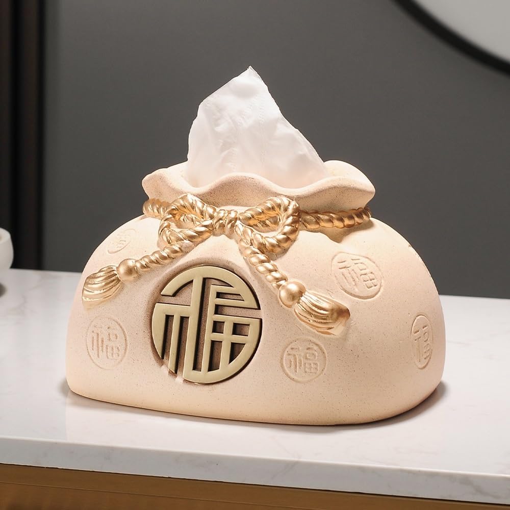 Pudełko na chusteczki kosmetyczne, pudełko na chusteczki higieniczne, pokrowiec w stylu chińskim, ceramiczny uchwyt na chusteczki higieniczne, dekoracyjne pudełko na chusteczki higieniczne do umywalki
