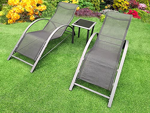 garden mile 3-teiliges Gartenmöbel-Set, 2 Lounge-Stühle und 1 Couchtisch, Outdoor-Stühle mit Beistelltisch, Loungesitz…