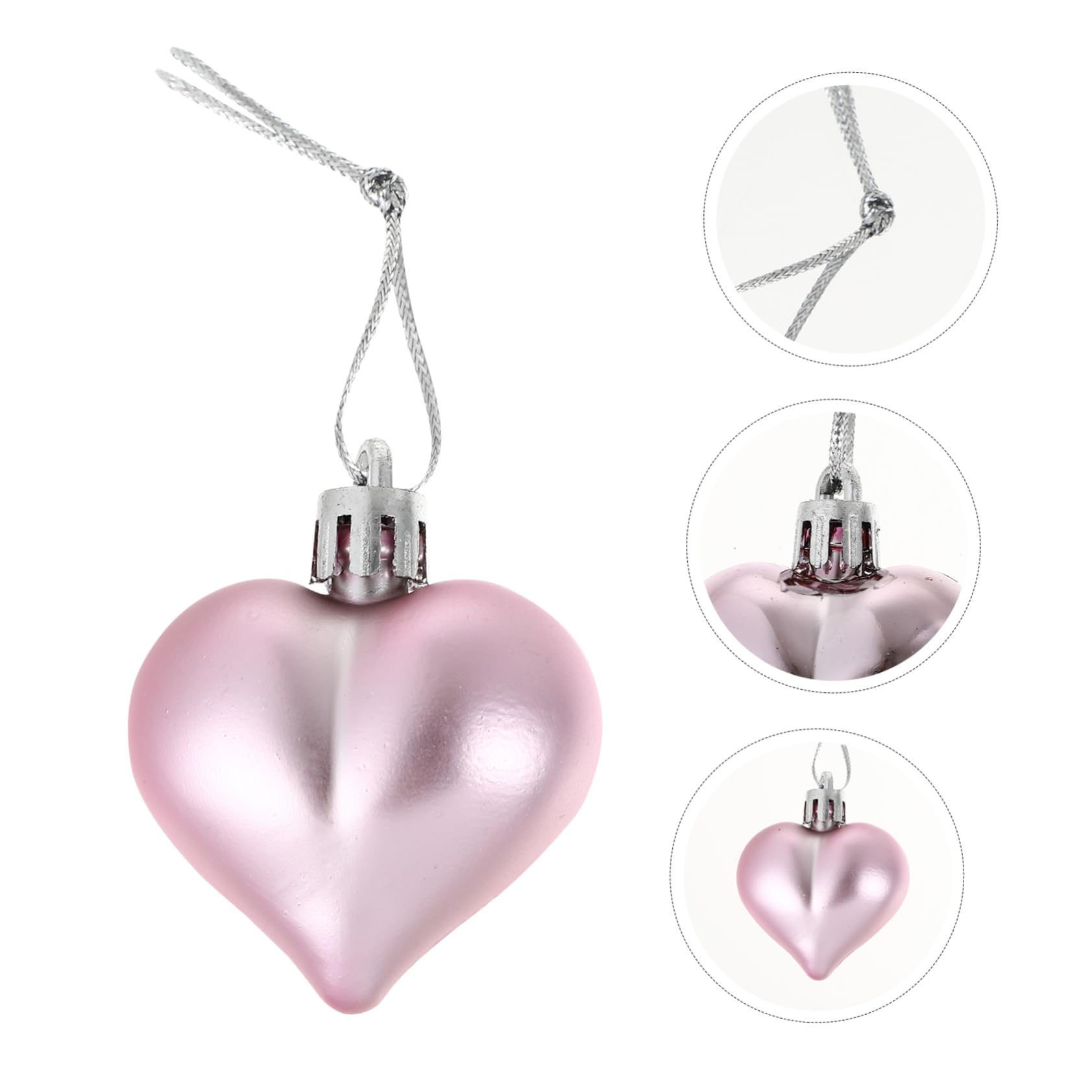 VOSAREA Ornamenti Natalizi Creative e Decorative a Forma di Cuore 12 Pezzi in Rosa da Appendere per Decorazioni Festive e Ringhiere Scala