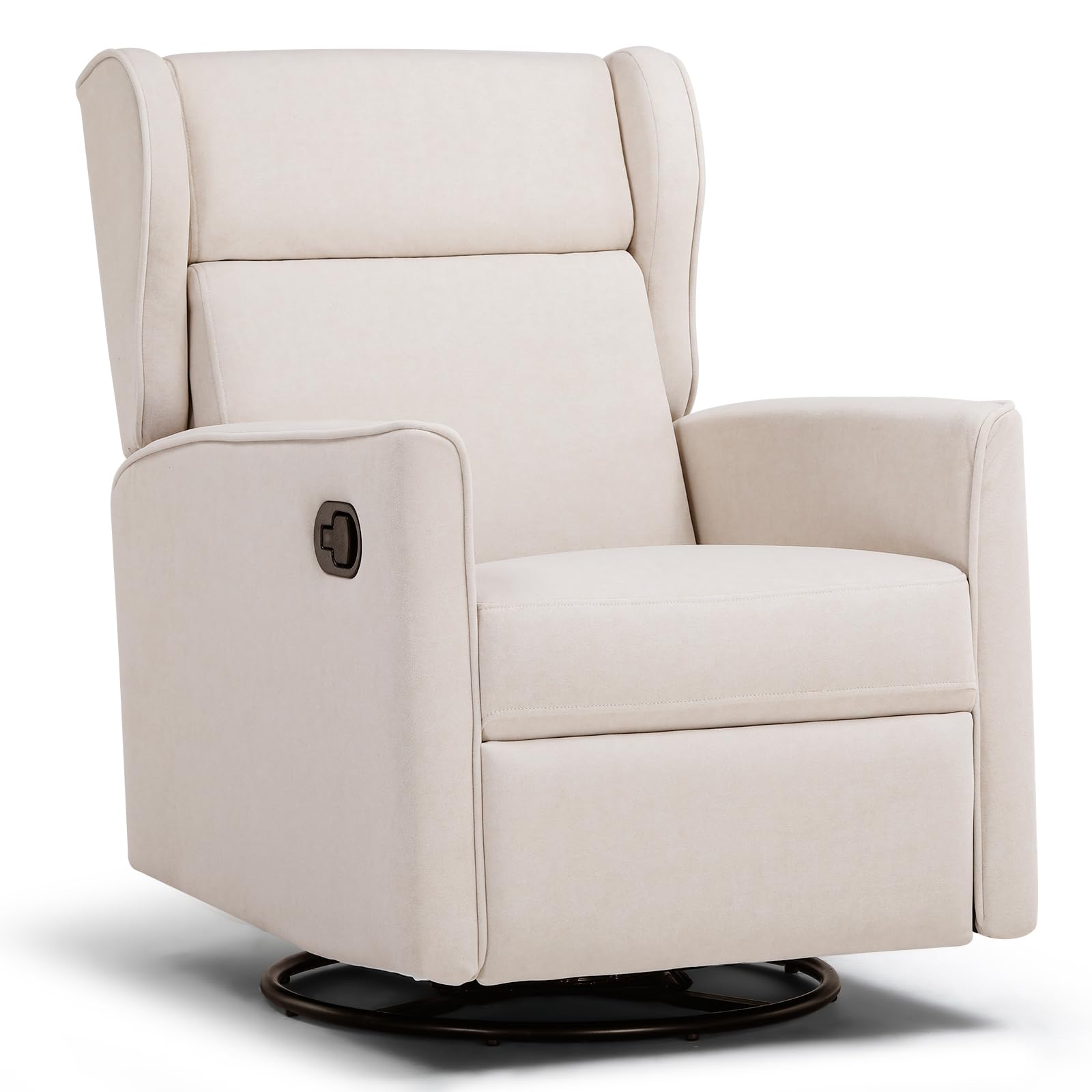 COMHOMA Rocking Recliner Chair, Swivel Glider Reclining Single Sofa Manual Rocker Recliners, Nursery Rocking Chairs with Upholstered Seating for Living Room Office(Beige)