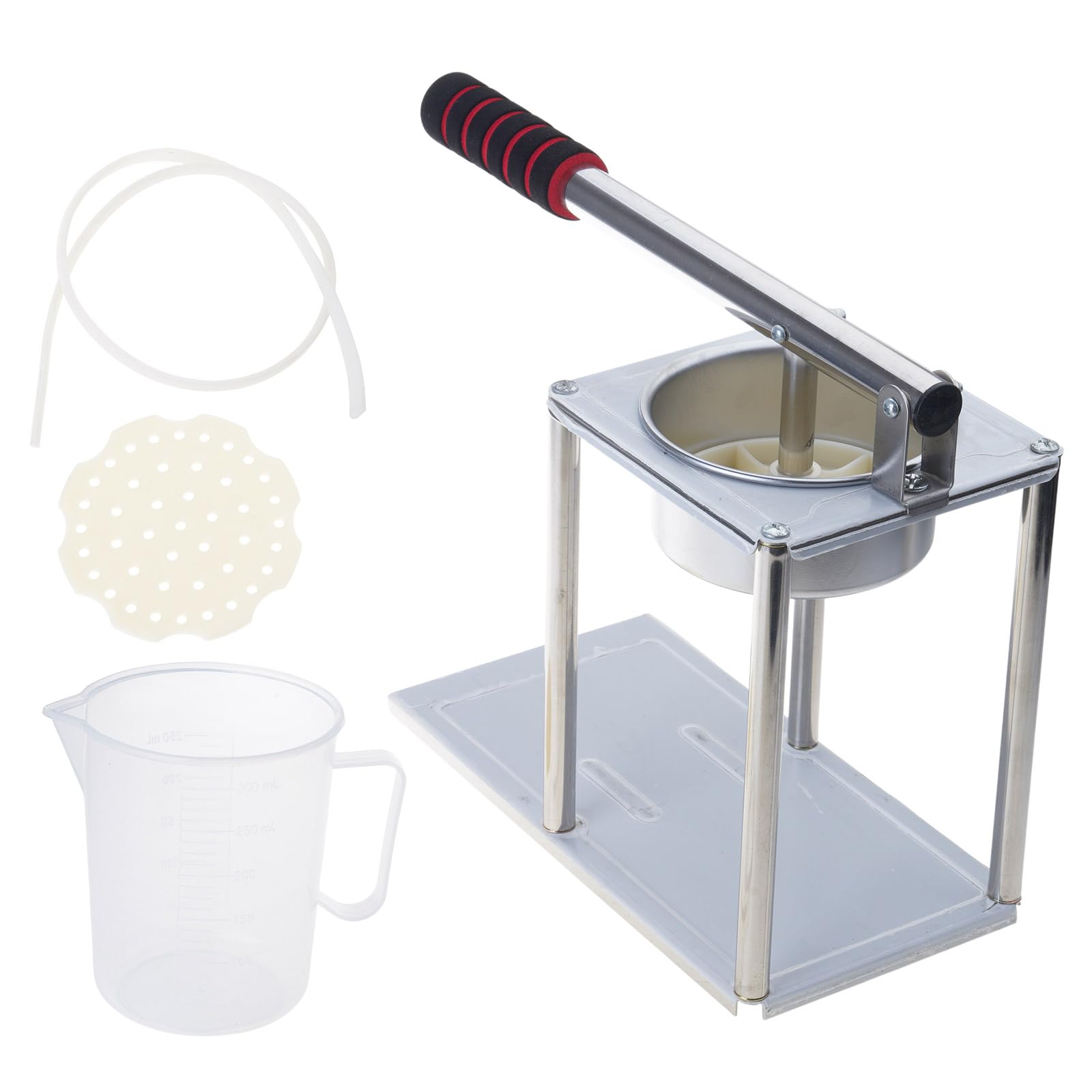 Jazuaiao Professional Table Top Citruses Press Stainless Steel Manual Juicers Flat Strainer Wide Mouths Efficient Fruit Press Manual Fruit Juices Extractors with Measuring Cup