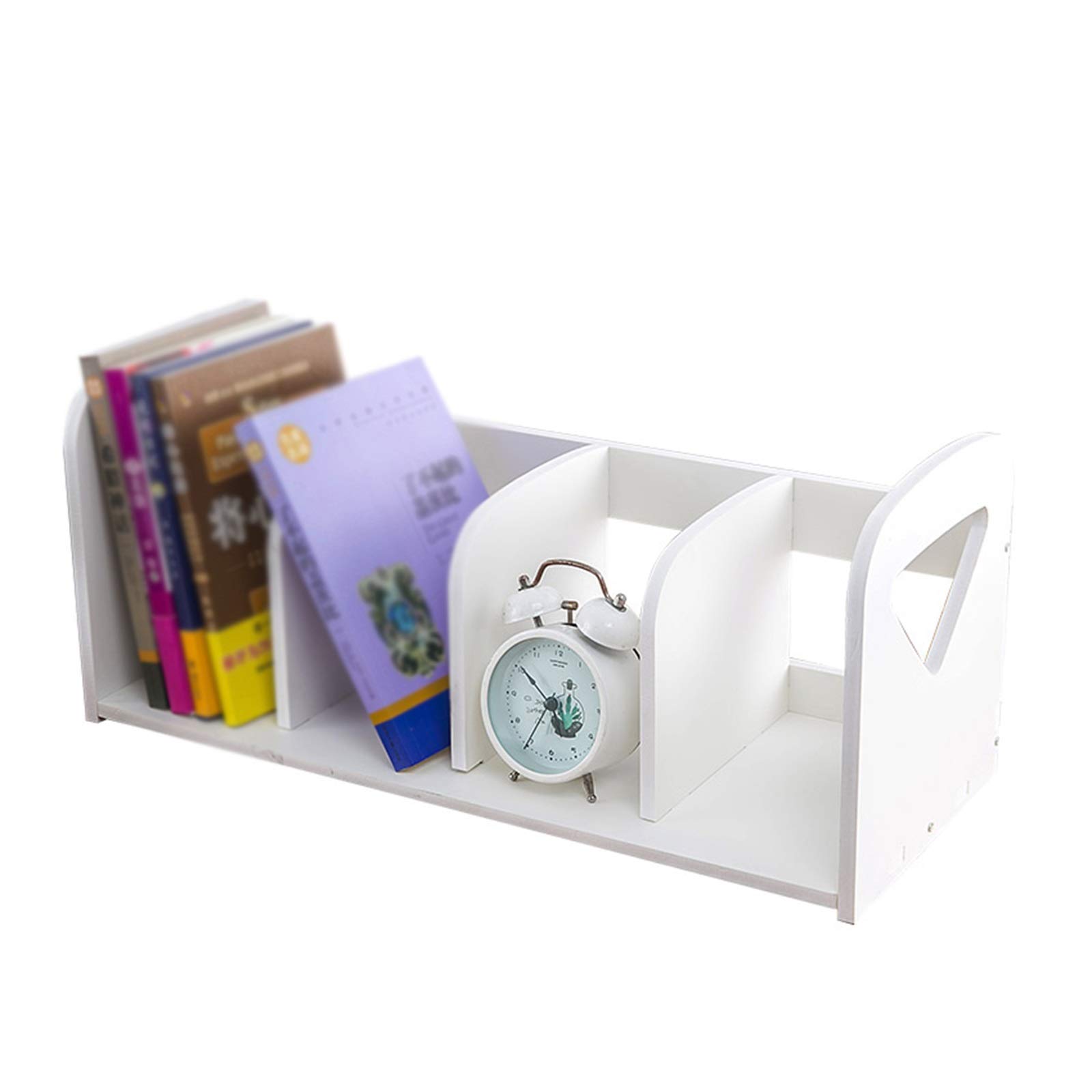 XJJUN Bookshelf, Storage Shelf, Desk Top Storage Picture Book Shelf, Large-Capacity Multi-Compartment Storage for Bedroom Study (Color : White, Size : 40x20x21.5cm)