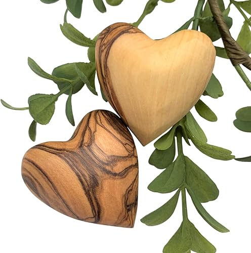 Miniatura 1 de Handmade Wooden Hearts, Set of Two Olive Wood Carved Hearts from the Holy Land, Carved Wood Hearts for gifts Anniversary Valentine Gift, Loss Love,
