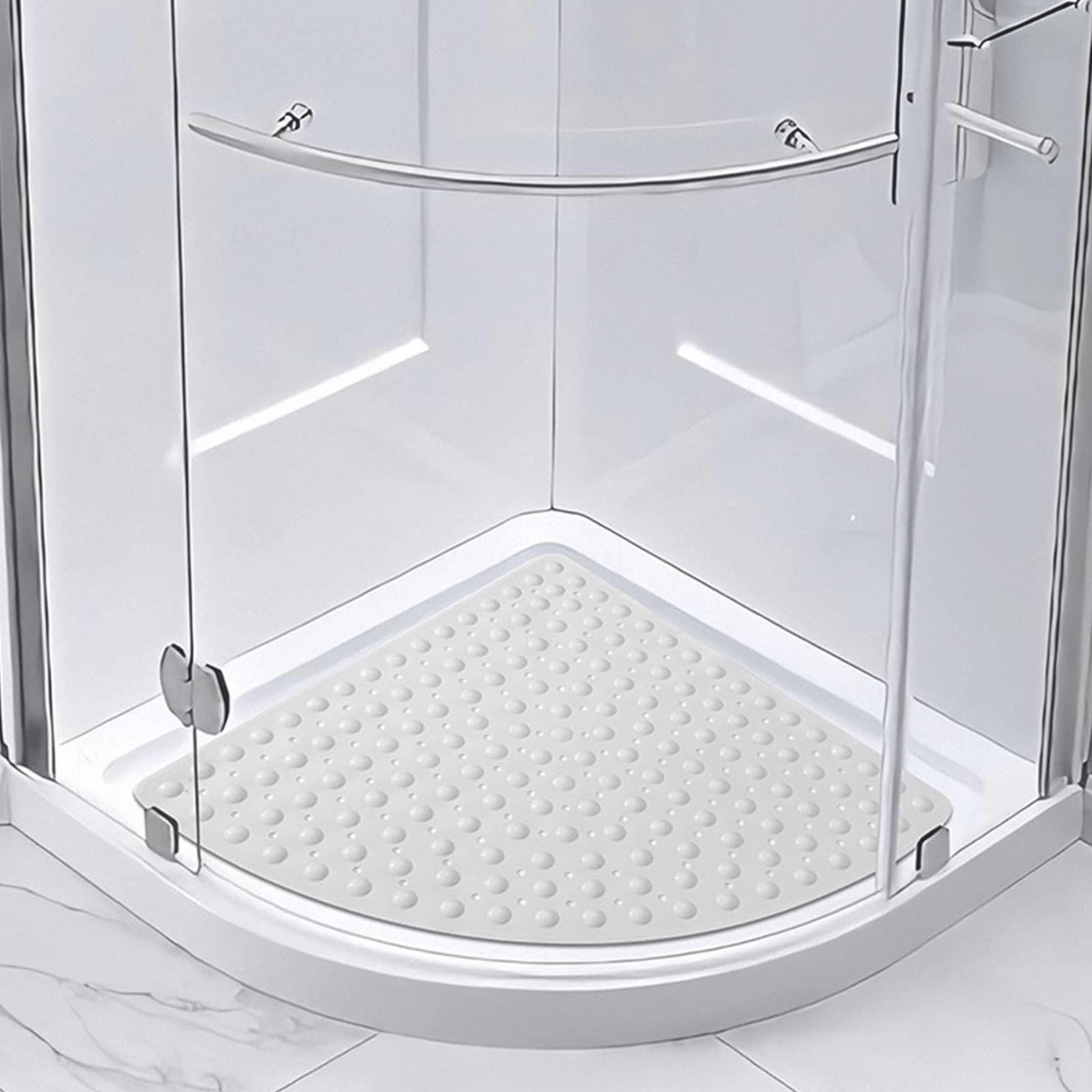 Tapis Douche Lavable Machine Trous Drainage Mofonky Tapis De Douche Antidérapant Tapis De Douche : 70 X 70 Cm Grand Tapis De Douche D'angle Tapis De Douche Triangulaire Tapis De Douche Tapis