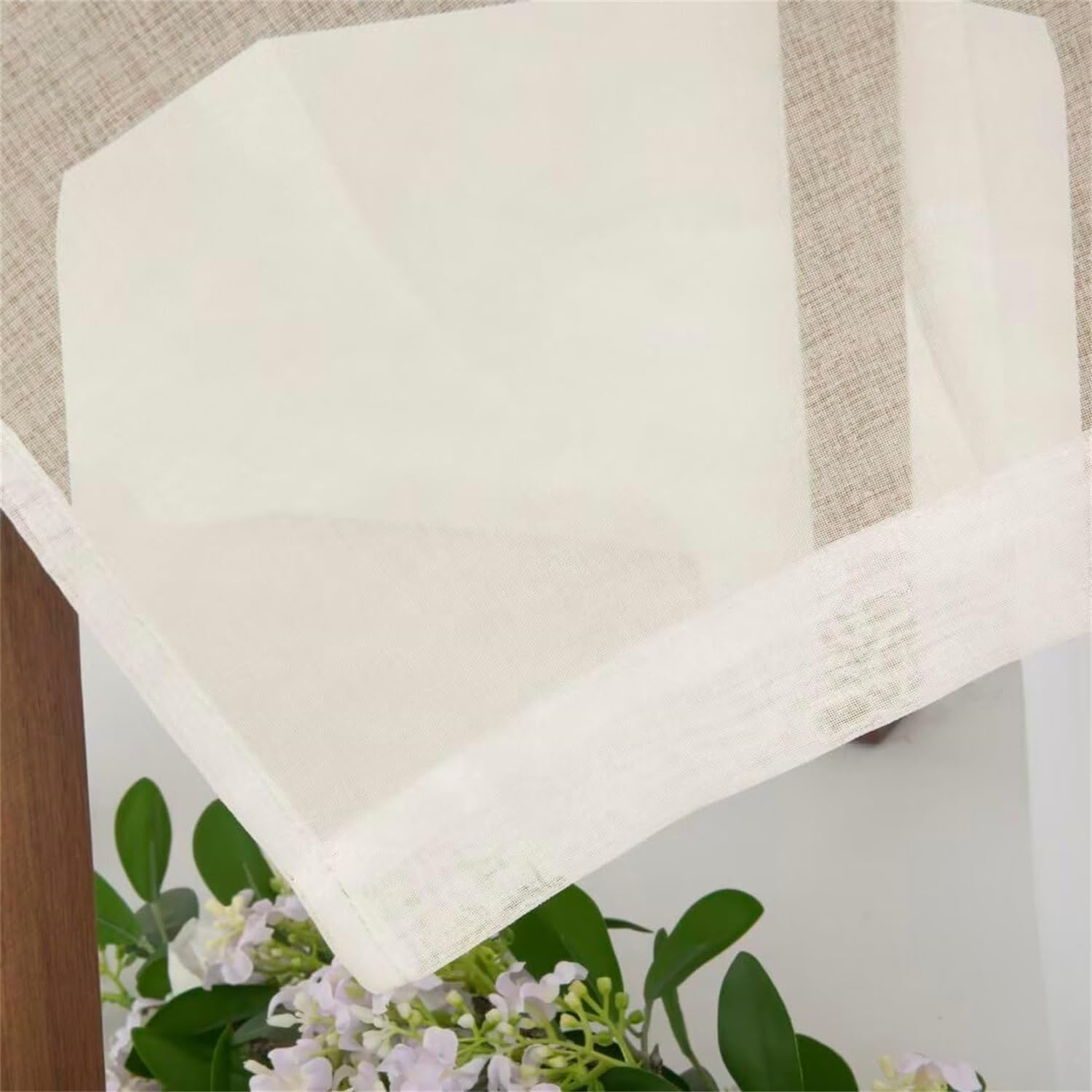 LINGKY Outdoor Vorhang Wetterfest Transparent Sonnenschutz Outdoorvorhänge Wasserdicht Voile Vorhang Outdoor Gardinen 2 Stück für Terrassentür Pavillon Veranda (B132xH213cm,Elfenbein)