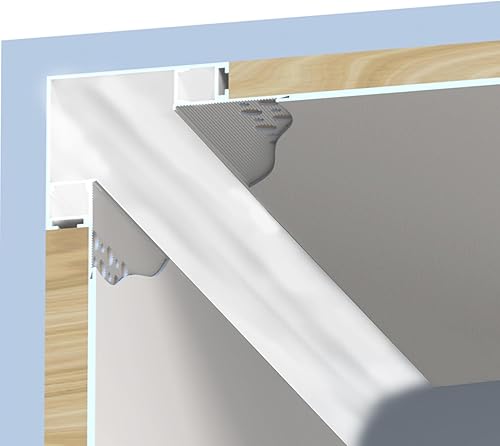 Miniatura 6 de Yeso en canal LED,Canal de tira de luz LED de paneles de yeso blanco de 13.1 x 6.6 ft,Perfil de aluminio LED empotrado sin bordes para paneles de