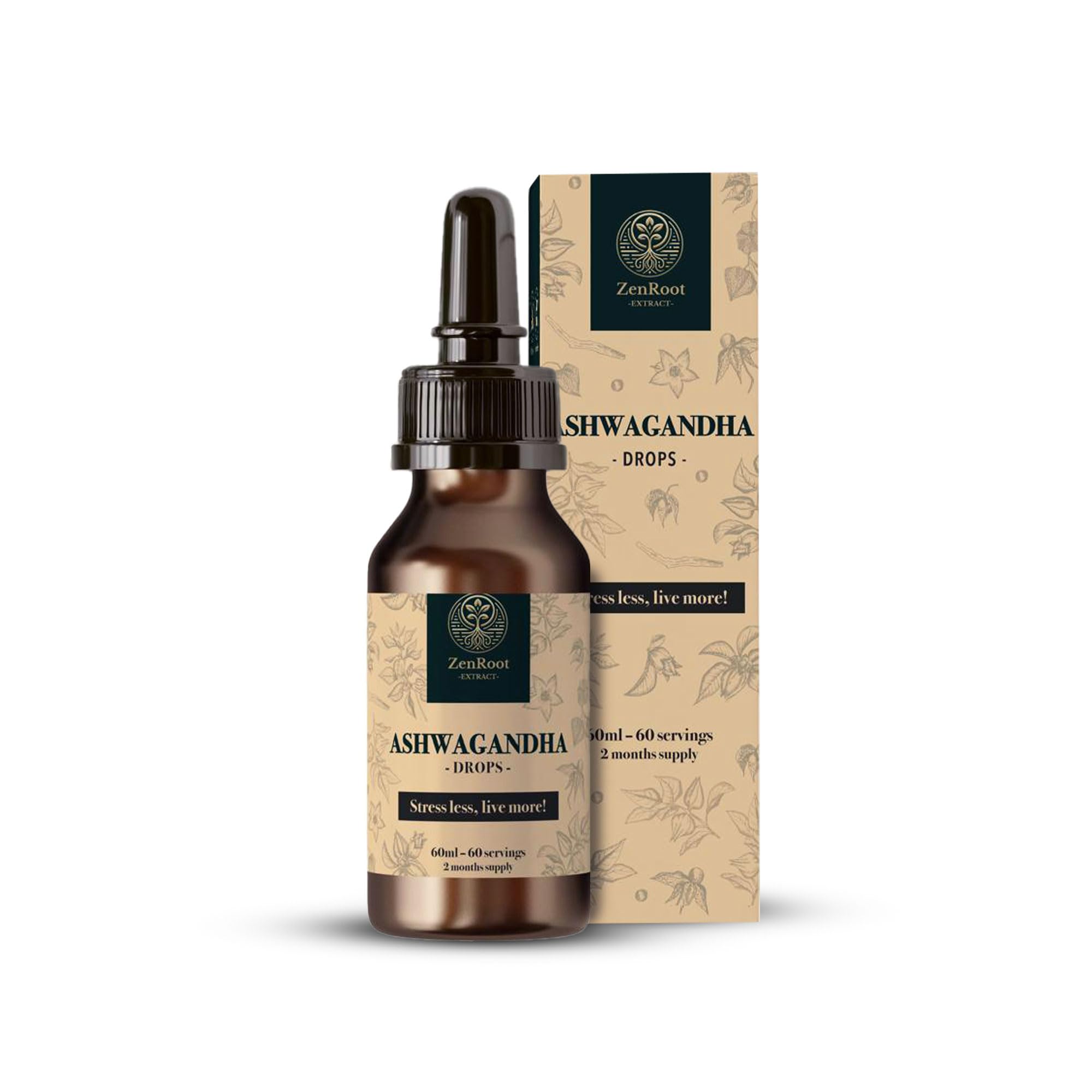 High Strength Ashwagandha Liquid Drops - 60ml, 60 Servings, 1000mg ...