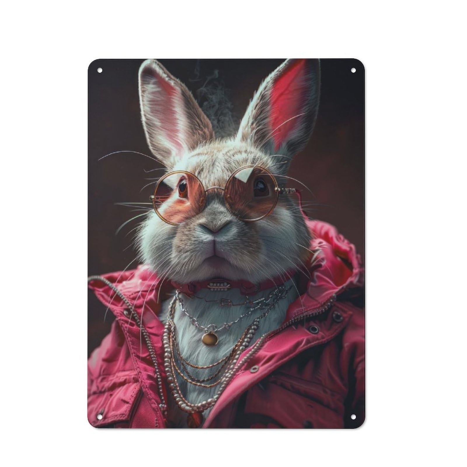 Junmoney Stylish Bunny Chic Vintage Metal Wall Decor 40X30cm, Vintage Metal Sign For Cafe, Bistro, Bakery Or Restaurant