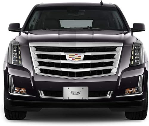 Miniatura 4 de iPick Image para - Logotipo de metal cromado con escudo 3D de Cadillac en placa de acero inoxidable cromado de 12 x 6 pulgadas